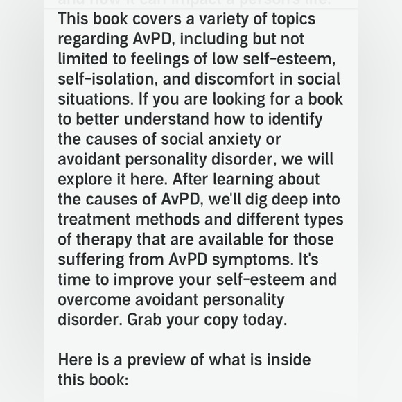 Avoidant Personality Disorder Psychology Psychotherapy Rare Self Help Book - Picture 5 of 6